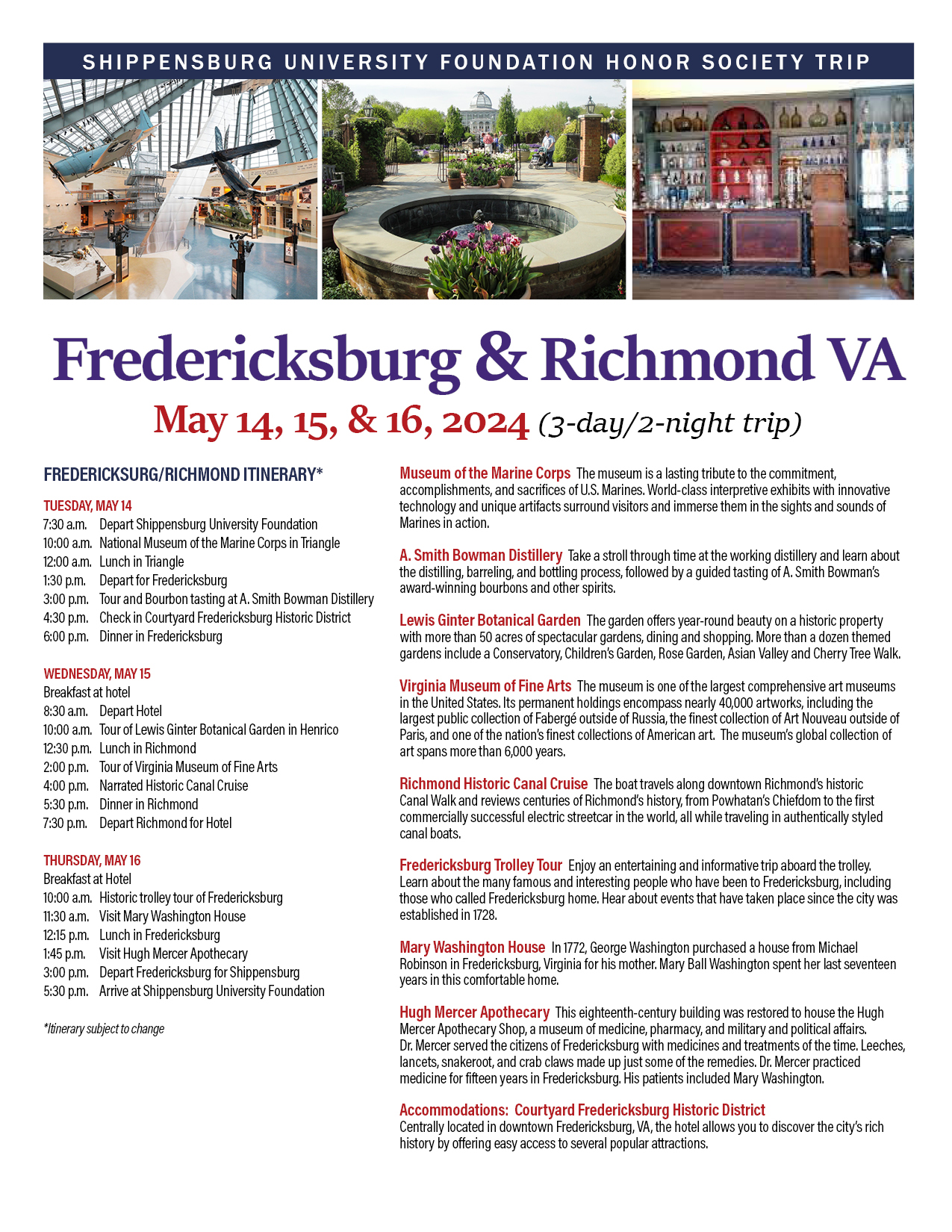 2024 Spring Honor Society Trip Shippensburg University Foundation